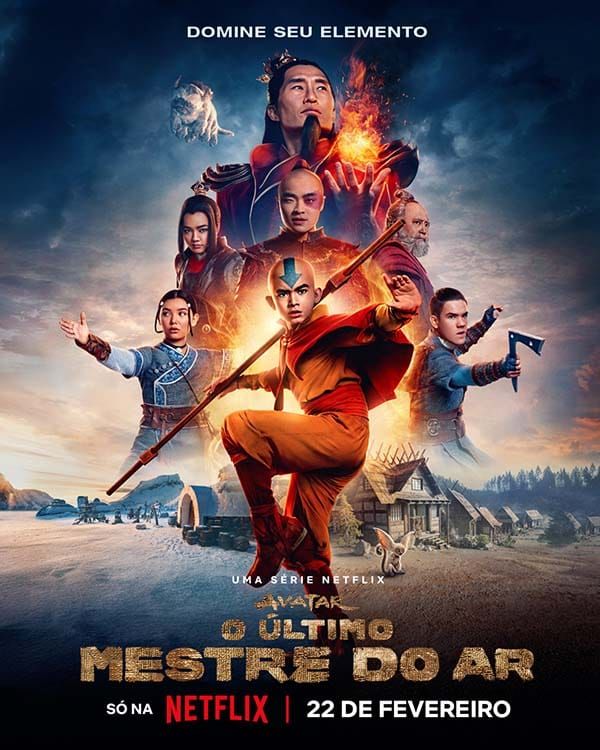 pôster da série live-action Avatar: O Último Mestre do Ar, da Netflix