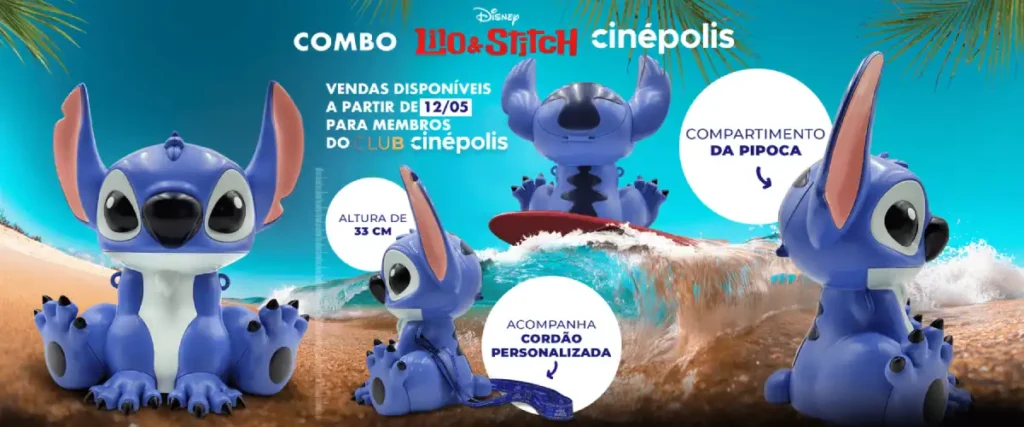 Cinépolis lança balde de pipoca EXCLUSIVO de ‘Lilo e Stitch’ (e tá lindão!): saiba como comprar