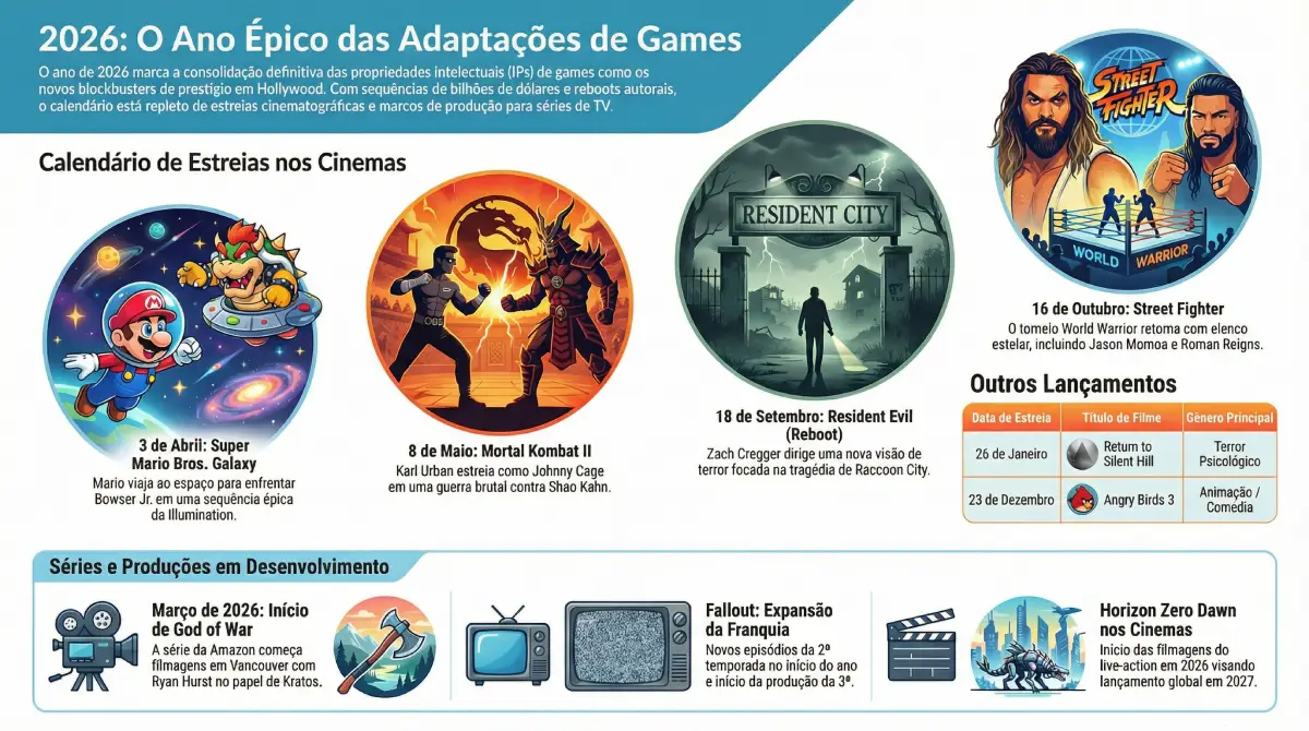 As 10 adaptações de games mais aguardadas de 2026: filmes e séries
