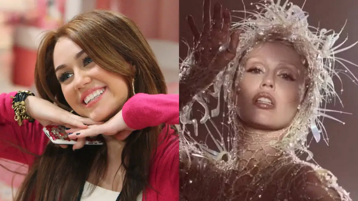 Miley Cyrus há 20 anos e hoje (Fotos: Divulgação)