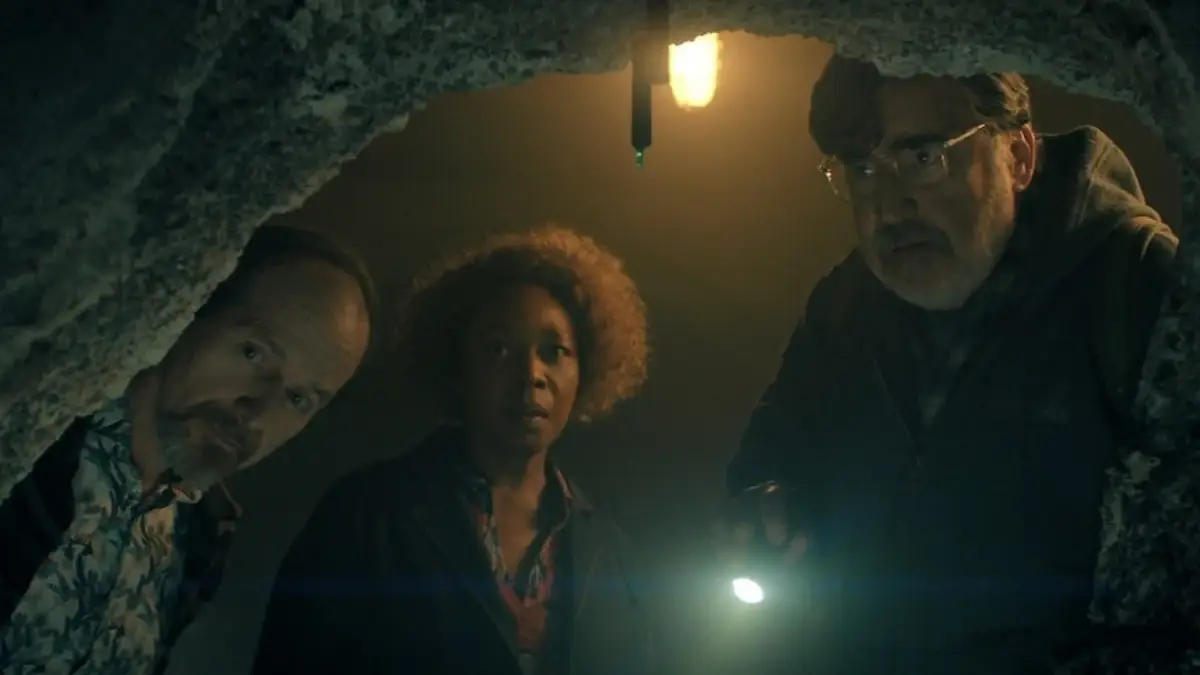 personagens da série de The Boroughs da Netflix em uma caverna (1)