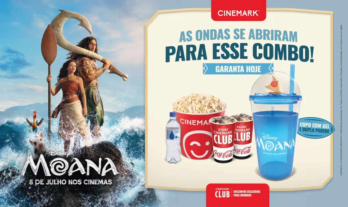 combo exclusivo do Cinemark para o live-action de Moana (2026)