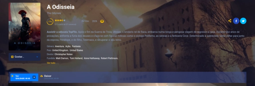 A Odisseia golpe para quem quer assistir ao filme de graça