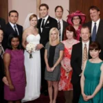 elenco de the office celebra casamento de fãs da série